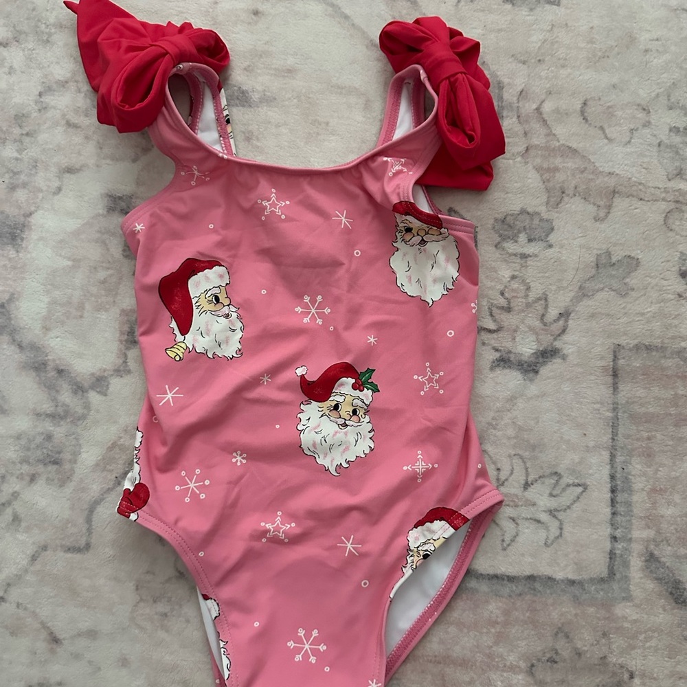 *NWT* The Beaufort Bonnet Company Pink Santa Swimsuit with Red Accents